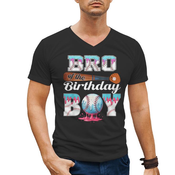 Baseball Ice Cream Drip Bro Of The Birthday Boy Men's V-Neck T-Shirt