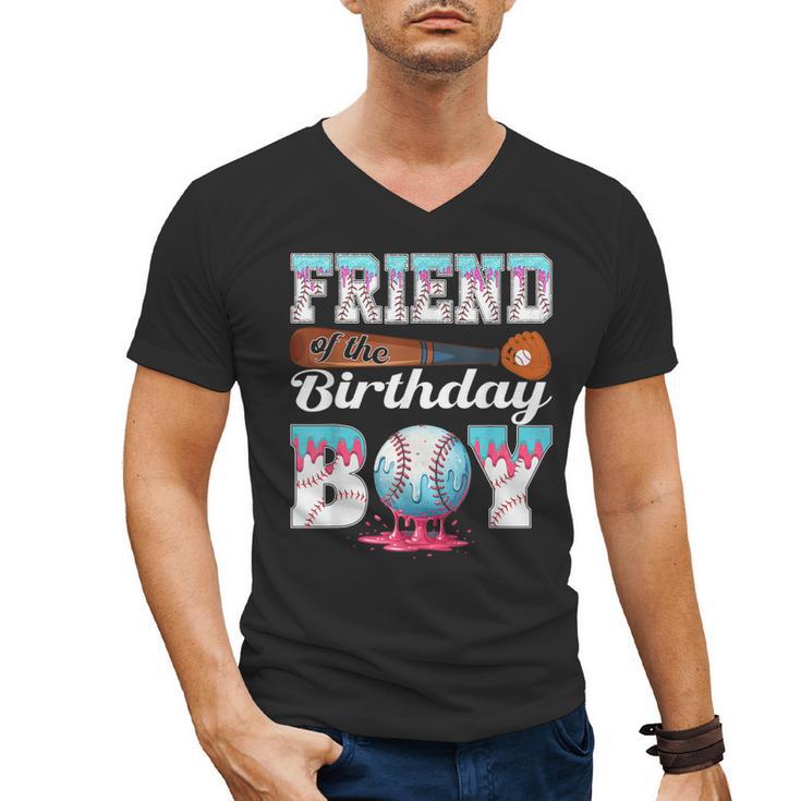 Baseball Ice Cream Drip Friend Of The Birthday Boy Men's V-Neck T-Shirt