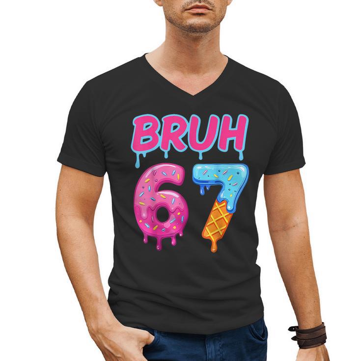 Baseball Ice Cream Drip Number 67 Player Or 67th Birthday Men's V-Neck T-Shirt