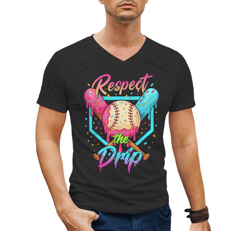 Baseball Ice Cream Drip Number 67 Player 67 Respect The Drip Men's V-Neck T-Shirt