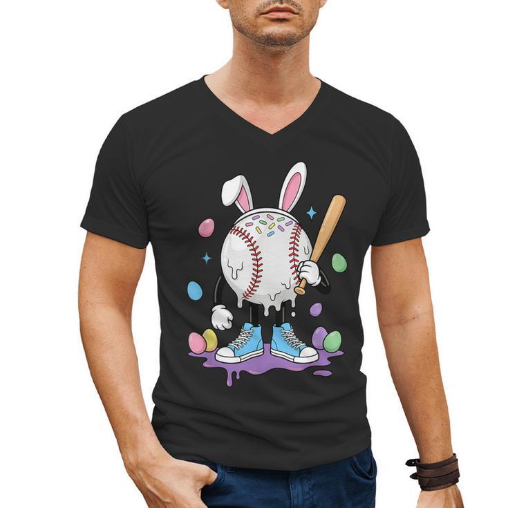 Baseball Ice Cream Drip Youth Boys Cute Easter Sports Men's V-Neck T-Shirt