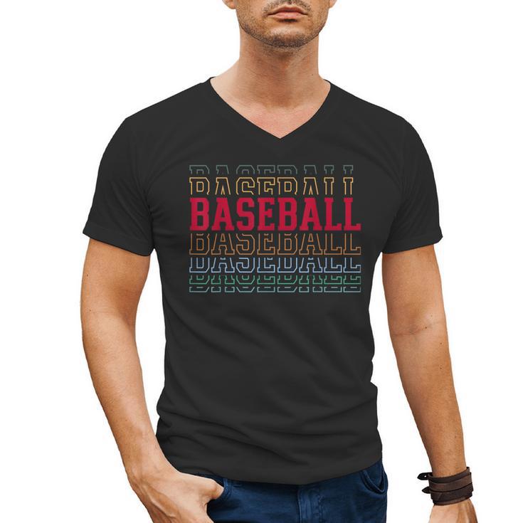Baseball Layered Text Team Player Coach Youth Men's V-Neck T-Shirt