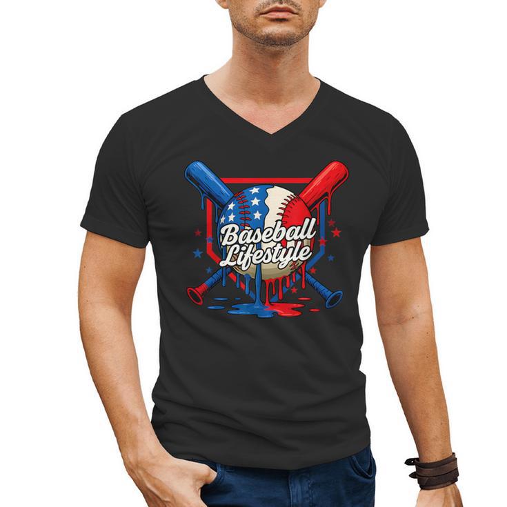 Baseball Life Style 101 Apparel Youth Drip Baseball Men's V-Neck T-Shirt