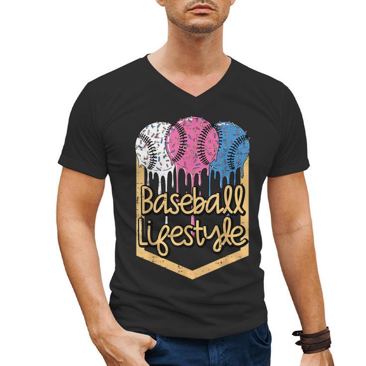 Baseball Lifestyle Ball Sprinkles Drip Boys Kids Men Teen Men's V-Neck T-Shirt