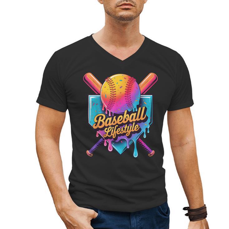 Baseball Lifestyle Drip Icecream Men's V-Neck T-Shirt