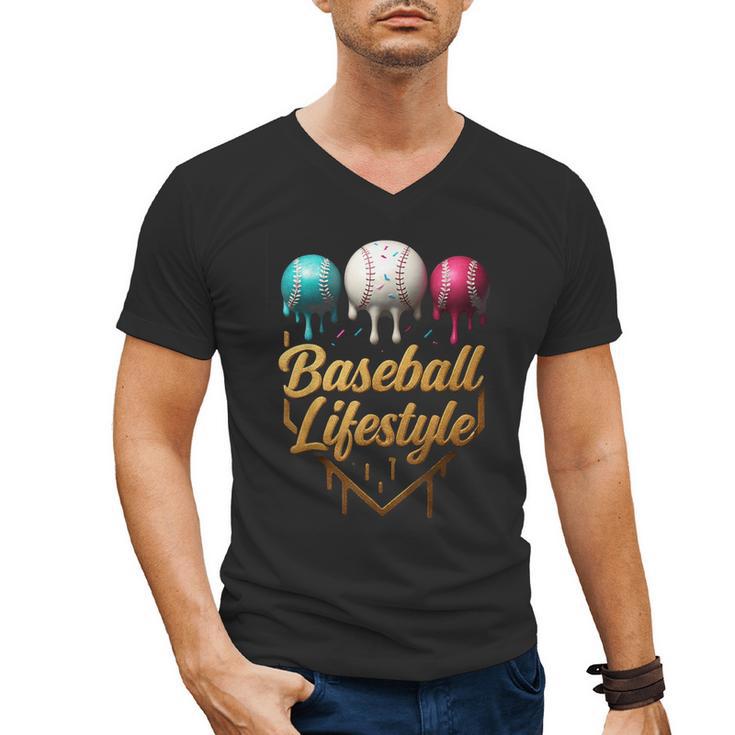 Baseball Lifestyle Drip Men's V-Neck T-Shirt