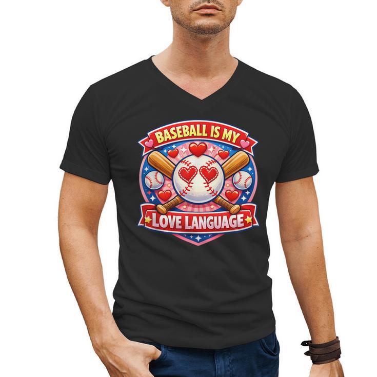 Baseball Is My Love Language Valentine Men's V-Neck T-Shirt