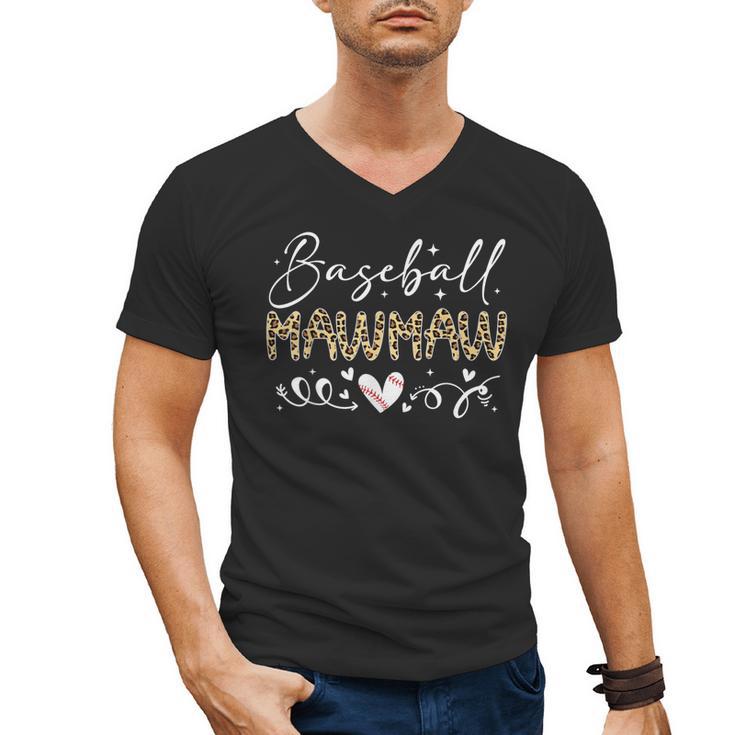 Baseball Mawmaw Leopard Baseball Heart Men's V-Neck T-Shirt