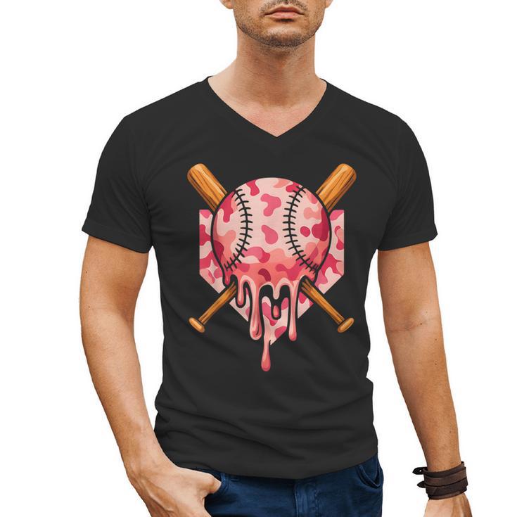 Baseball Pink Camo Ice Cream Youth Boys Girls Men's V-Neck T-Shirt