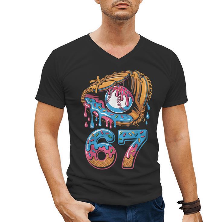 Baseball Player 67 Number 67th Sports Ice Cream Drip Men's V-Neck T-Shirt