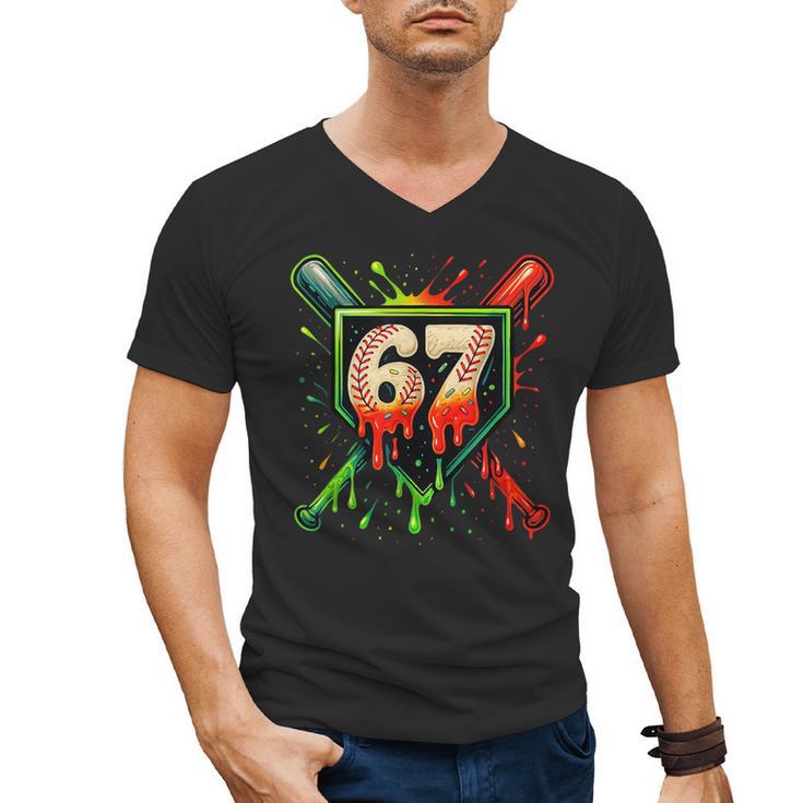 Baseball Six Seven 67 Meme Ice Cream Drip Xmas Men Women Men's V-Neck T-Shirt