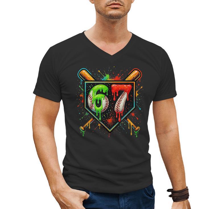 Baseball Six Seven 67 Meme Ice Cream Drip Xmas Women Men Men's V-Neck T-Shirt