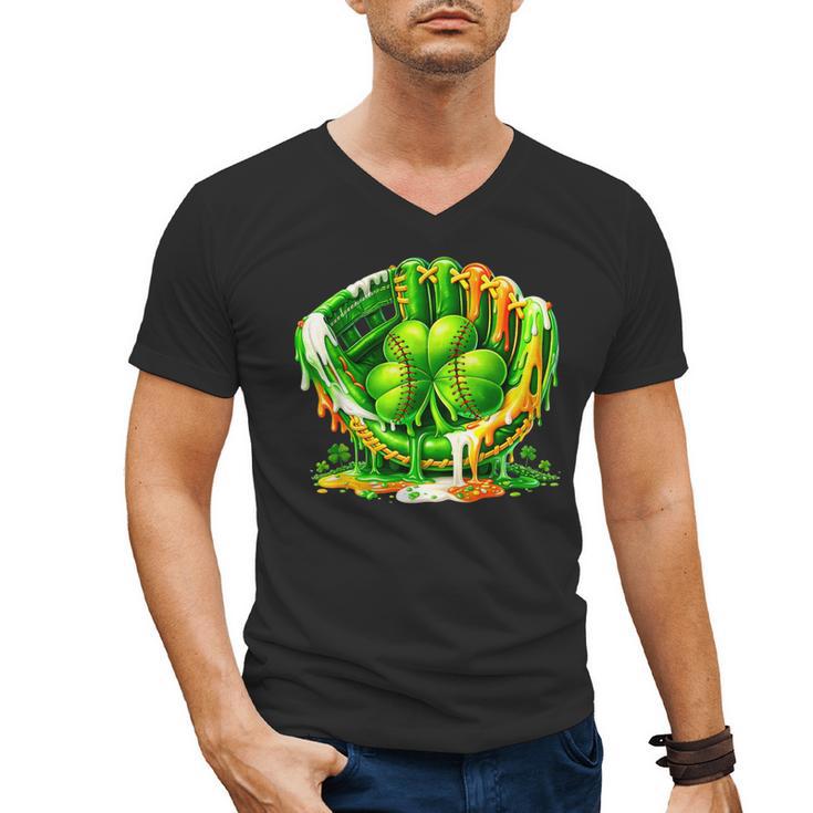 Baseball St Patricks Day Carnival Party Ice Cream Drip Boys Men's V-Neck T-Shirt