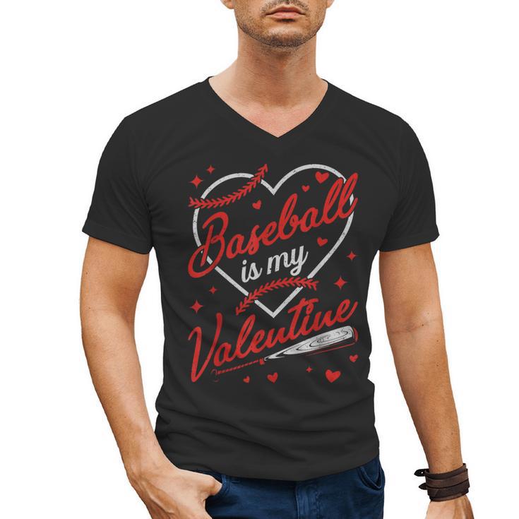 Baseball Is My Valentine Coach Player Lovers Cool Sport Love Men's V-Neck T-Shirt