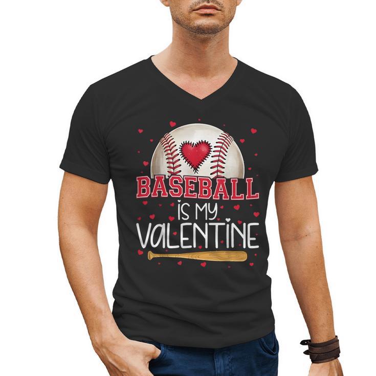 Baseball Is My Valentine Valentines Day Men Boys Kids Teen Men's V-Neck T-Shirt