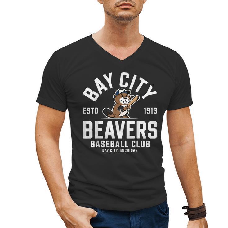 Bay City Beavers Baseball Club Estd 1913 Men's V-Neck T-Shirt