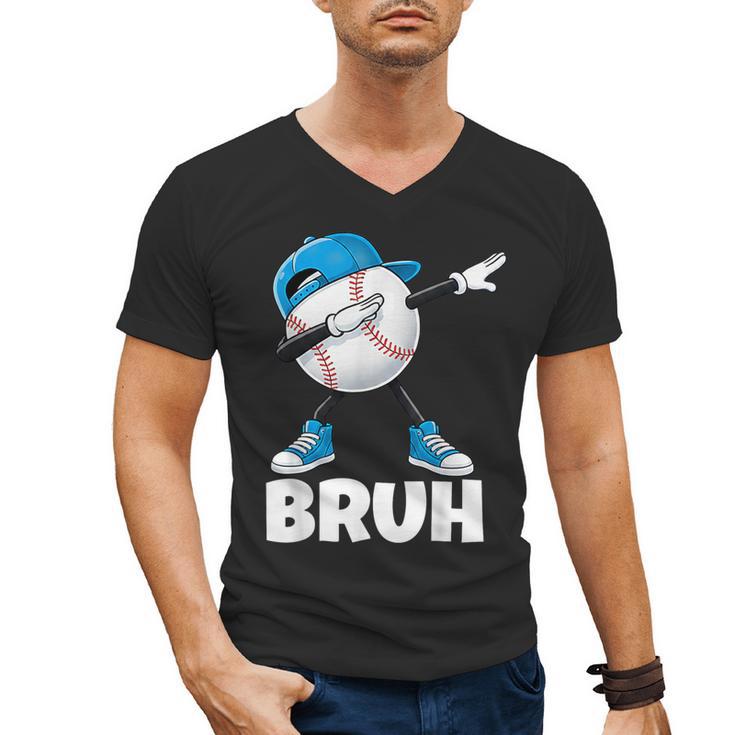 Boys Baseball Graphic Tee Teen Apparel Cute Meme Bruh Men's V-Neck T-Shirt