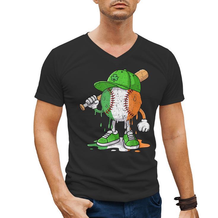 Boys St Patricks Day Irish Flag Kids Baseball Ice Cream Drip Men's V-Neck T-Shirt
