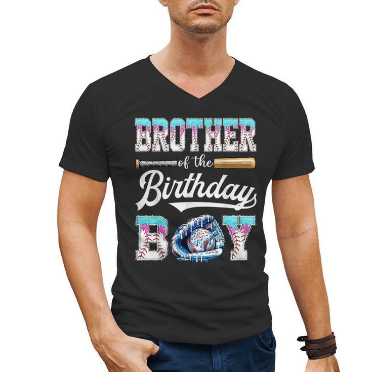 Brother Of The Birthday Boy Baseball Ice Cream Drip Matching Men's V-Neck T-Shirt