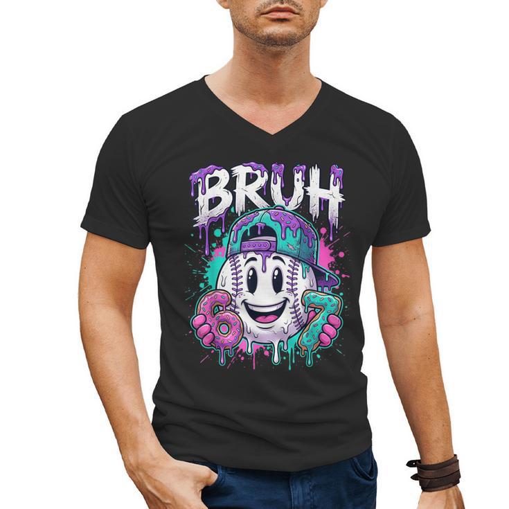 Bruh 67 Baseball Drip Boys Kids Six Seven Meme 6-7 Dripping Men's V-Neck T-Shirt