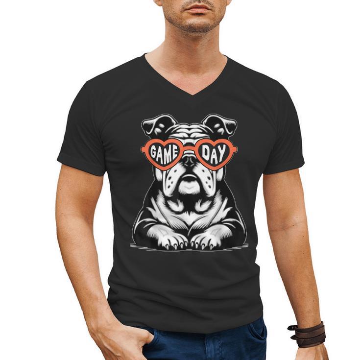 Bulldog Mascot Sports Fan Football Basketball Baseball Men's V-Neck T-Shirt