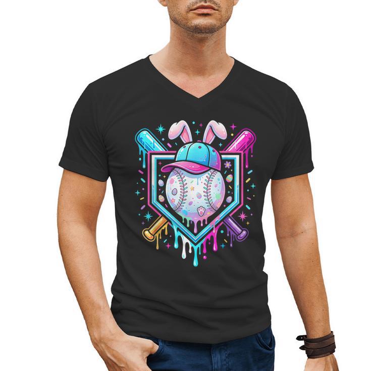 Bunny Baseball Hat With Ice Cream Easter Day Boys Kids Girls Men's V-Neck T-Shirt