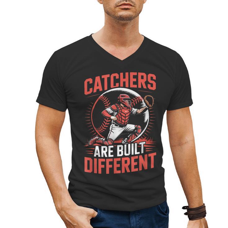 Catchers Are Built Different Baseball Catcher Men's V-Neck T-Shirt