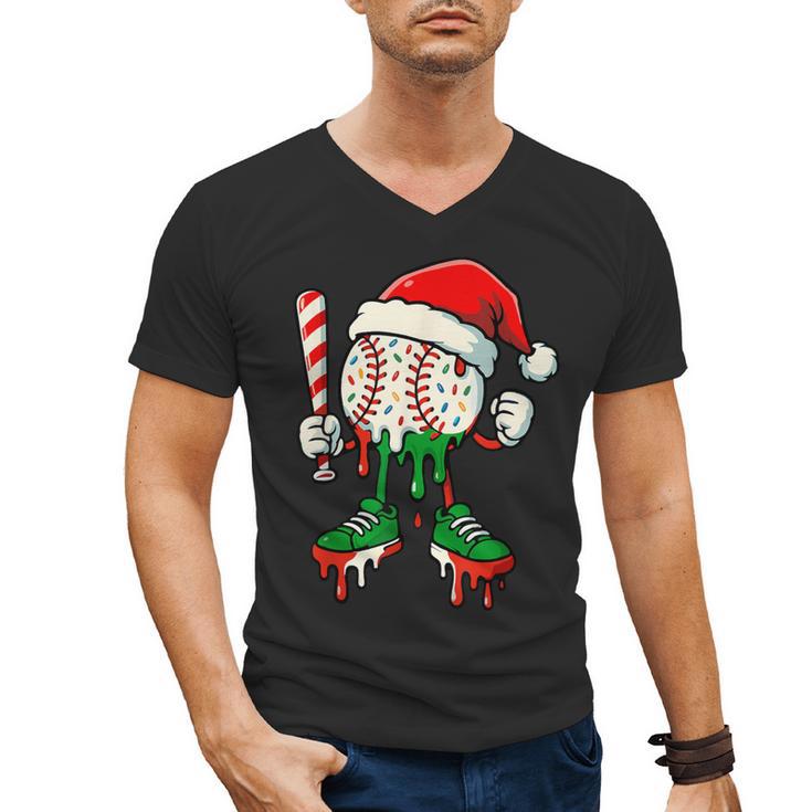 Christmas Baseball Drip For Boys Ice Cream Drip Baseball Men's V-Neck T-Shirt