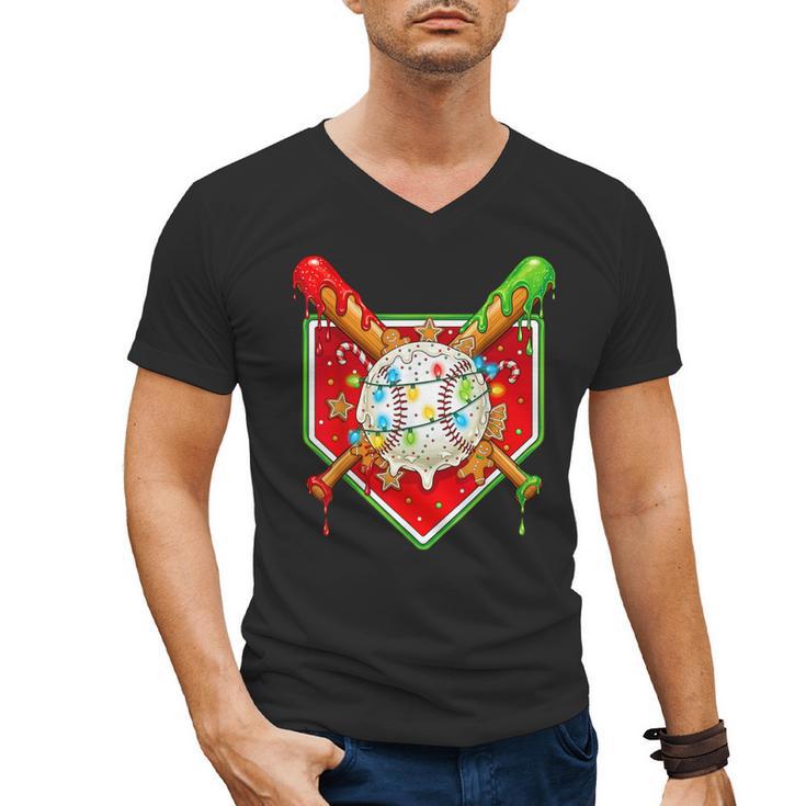 Christmas Baseball Ice Cream Drip Men Women Kids Men's V-Neck T-Shirt