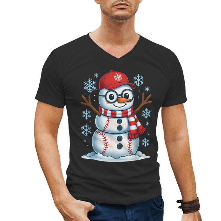 Christmas Baseball Snowman Xmas Pajamas Women Men Boys Men's V-Neck T-Shirt