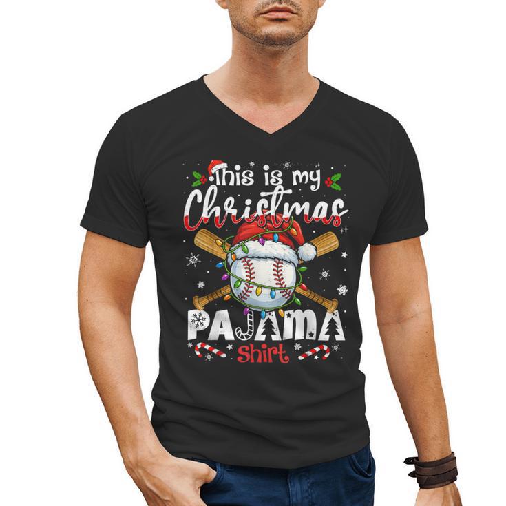 This Is My Christmas Pajama Shirt Baseball Xmas PJs Boys Men Men's V-Neck T-Shirt