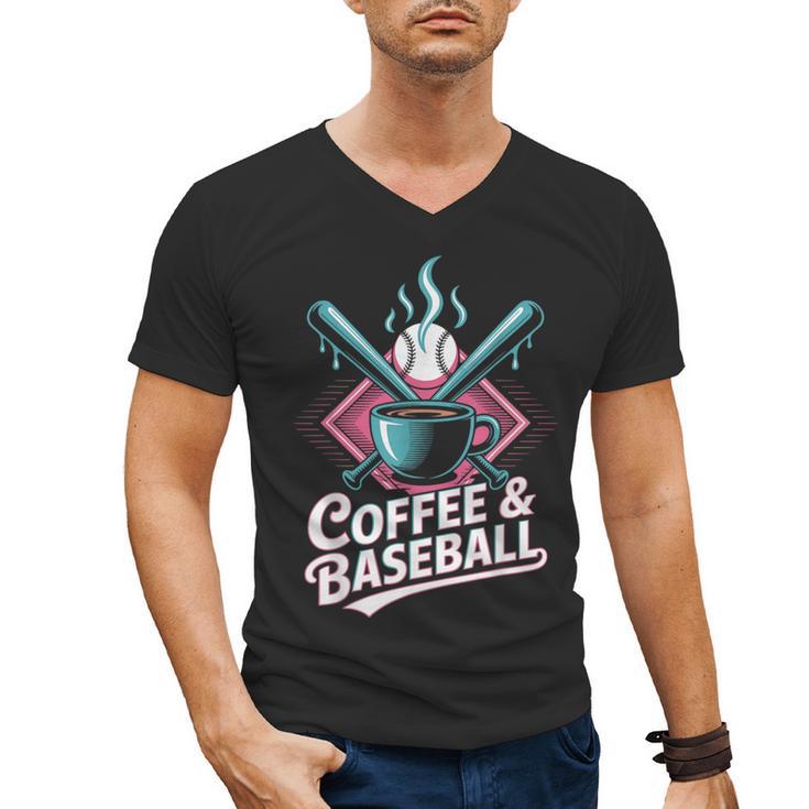 Coffee And Baseball Baseball Player Men's V-Neck T-Shirt