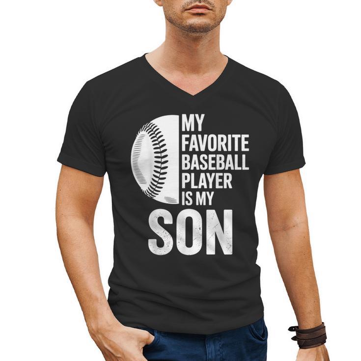 Cute Favorite Baseball Player Is My Son Women Men Men's V-Neck T-Shirt