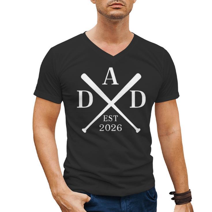 Dad Est 2026 Father Loading New Dad Baseball Pocket Men's V-Neck T-Shirt