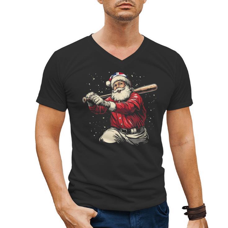 Dominican Santa Christmas Beisbol Baseball Dominicano Men's V-Neck T-Shirt