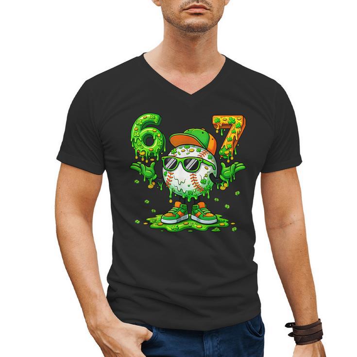 Drip Baseball Irish Shamrock St Patricks Men Boy Kid Men's V-Neck T-Shirt