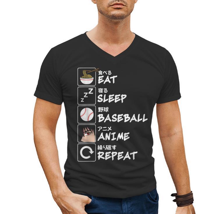 Eat Sleep Baseball Anime Repeat Japanese Otaku Men's V-Neck T-Shirt