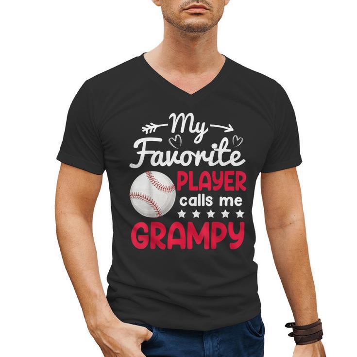 My Favorite Player Calls Me Grampy Baseball Grampy Men's V-Neck T-Shirt