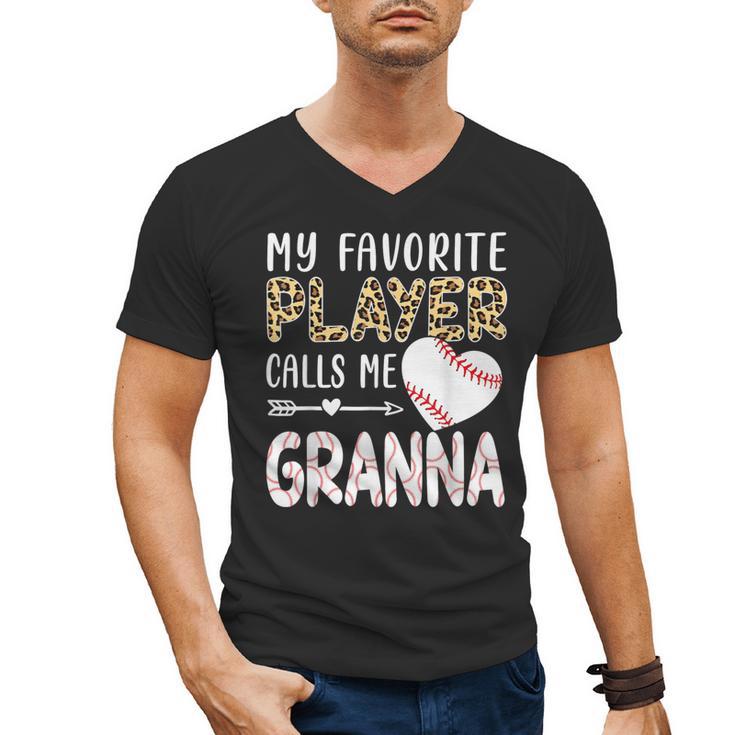 My Favorite Player Calls Me Granna Baseball Leopard Men's V-Neck T-Shirt