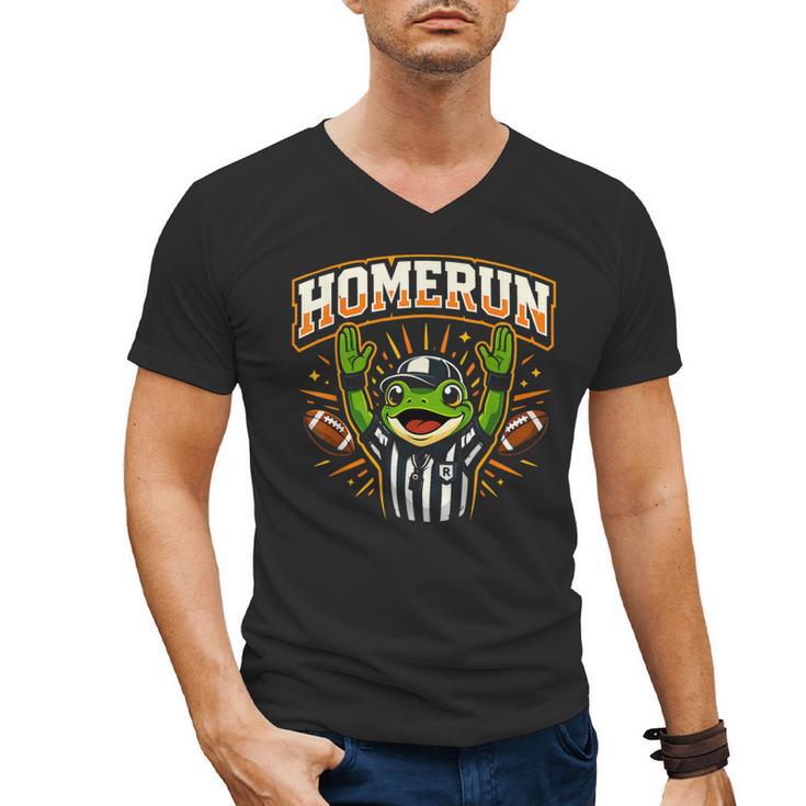 Football Referee Touchdown Baseball Homerun Frog Men's V-Neck T-Shirt