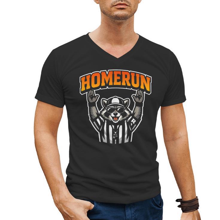 Football Referee Touchdown Baseball Homerun Raccoon Men's V-Neck T-Shirt
