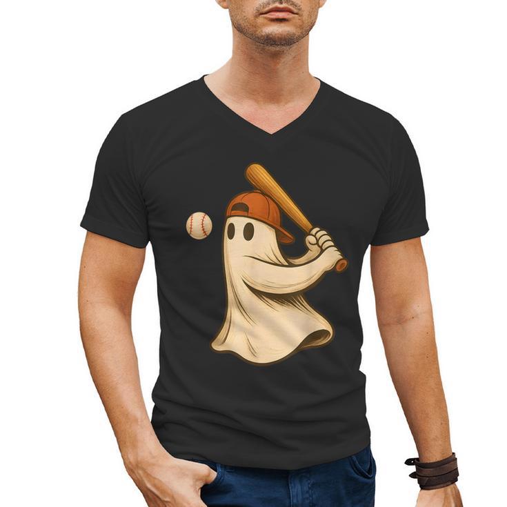 Ghost Baseball Halloween Costume Men Boys Kids Men's V-Neck T-Shirt