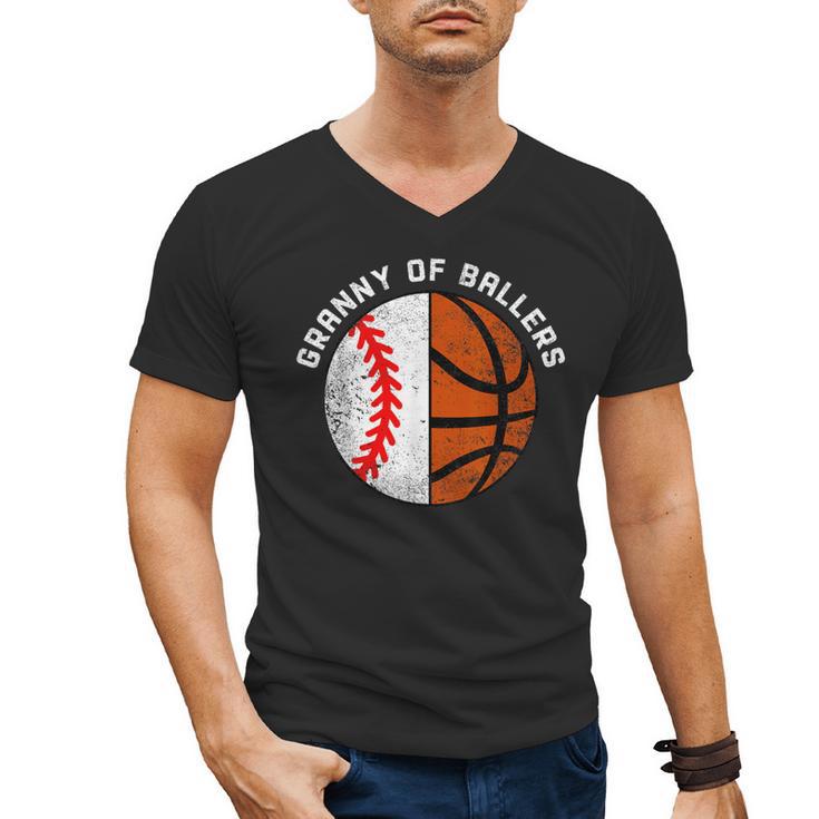 Granny Of Ballers Baseball Basketball Grandma Granny Men's V-Neck T-Shirt