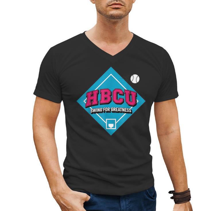 HBCU Swing For Greatness Baseball Softball College Apparel Men's V-Neck T-Shirt
