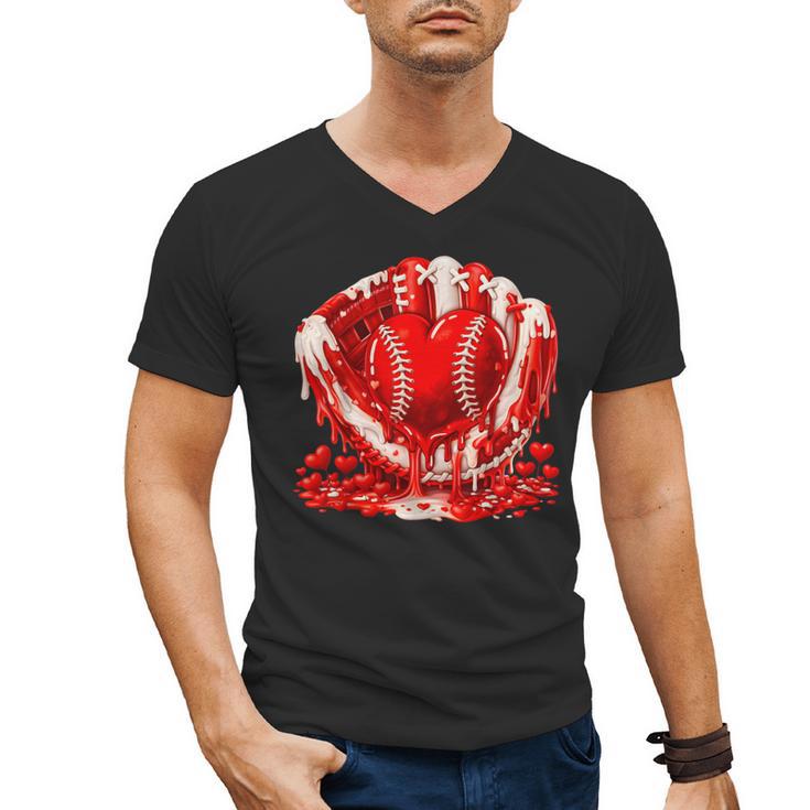 Ice Cream Drip Heart Valentines Day Baseball Boys Youth Kids Men's V-Neck T-Shirt