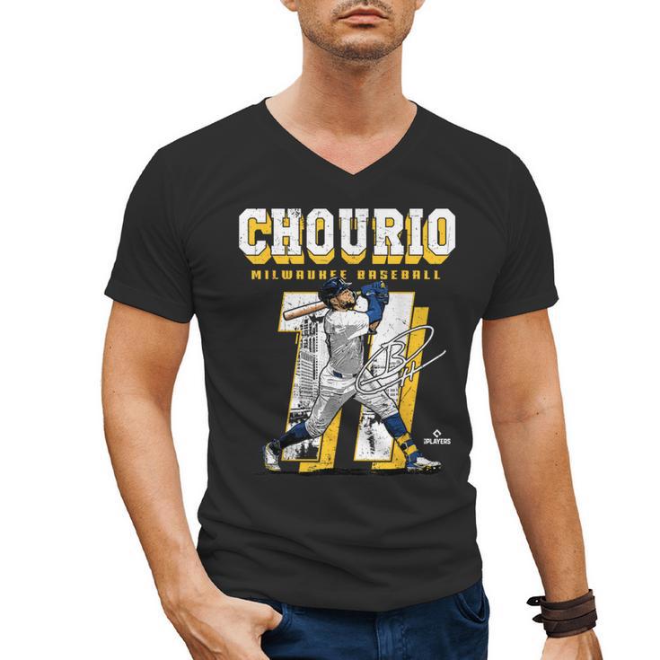 Jackson Chourio Milwaukee MLB Baseball Player MLBJCH201M Men's V-Neck T-Shirt