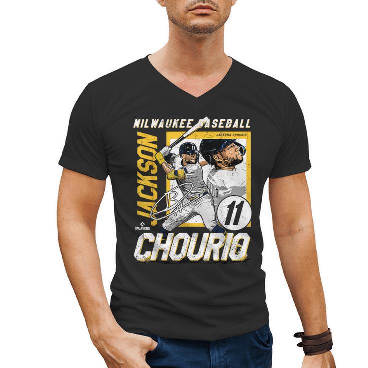 Jackson Chourio Milwaukee MLB Baseball Player MLBJCH203M Men's V-Neck T-Shirt