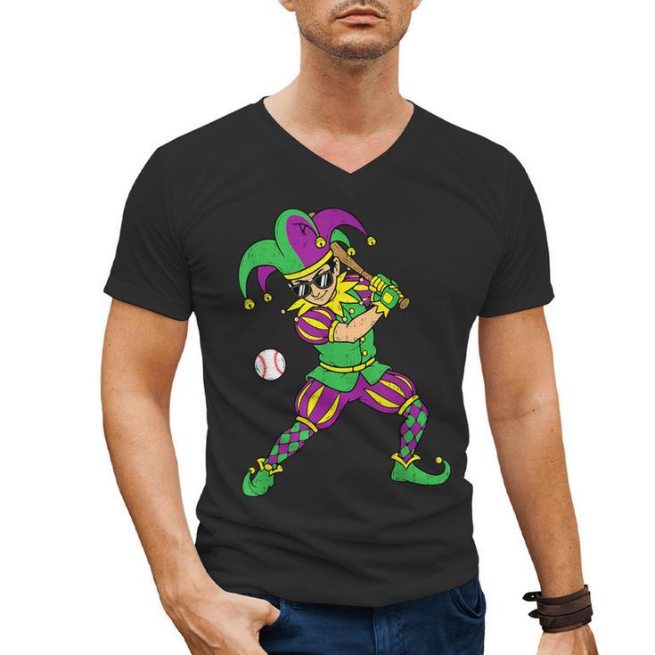 Jester Baseball Mardi Gras Carnival Sport Men Boy Teen Kids Men's V-Neck T-Shirt