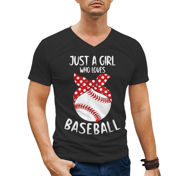 Just A Girl Who Loves Baseball Cute Retro Baseball Lover Men's V-Neck T-Shirt