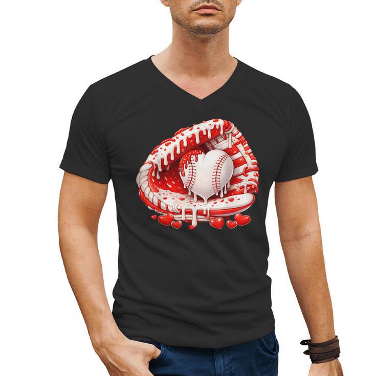 Kid Drip Ice Cream Baseball Heart Catcher Valentines Day Boy Men's V-Neck T-Shirt